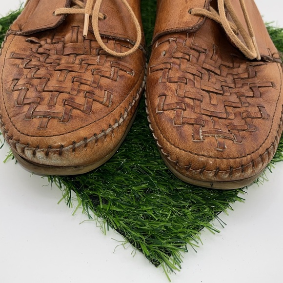 Vintage Dexter Basket Weave Toe Tan Lace-Up Leather Loafers | USA | 9M - Picture 12 of 13